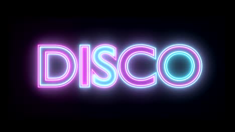 Disco-neon-sign-lights-logo-text-glowing-multicolor-4K